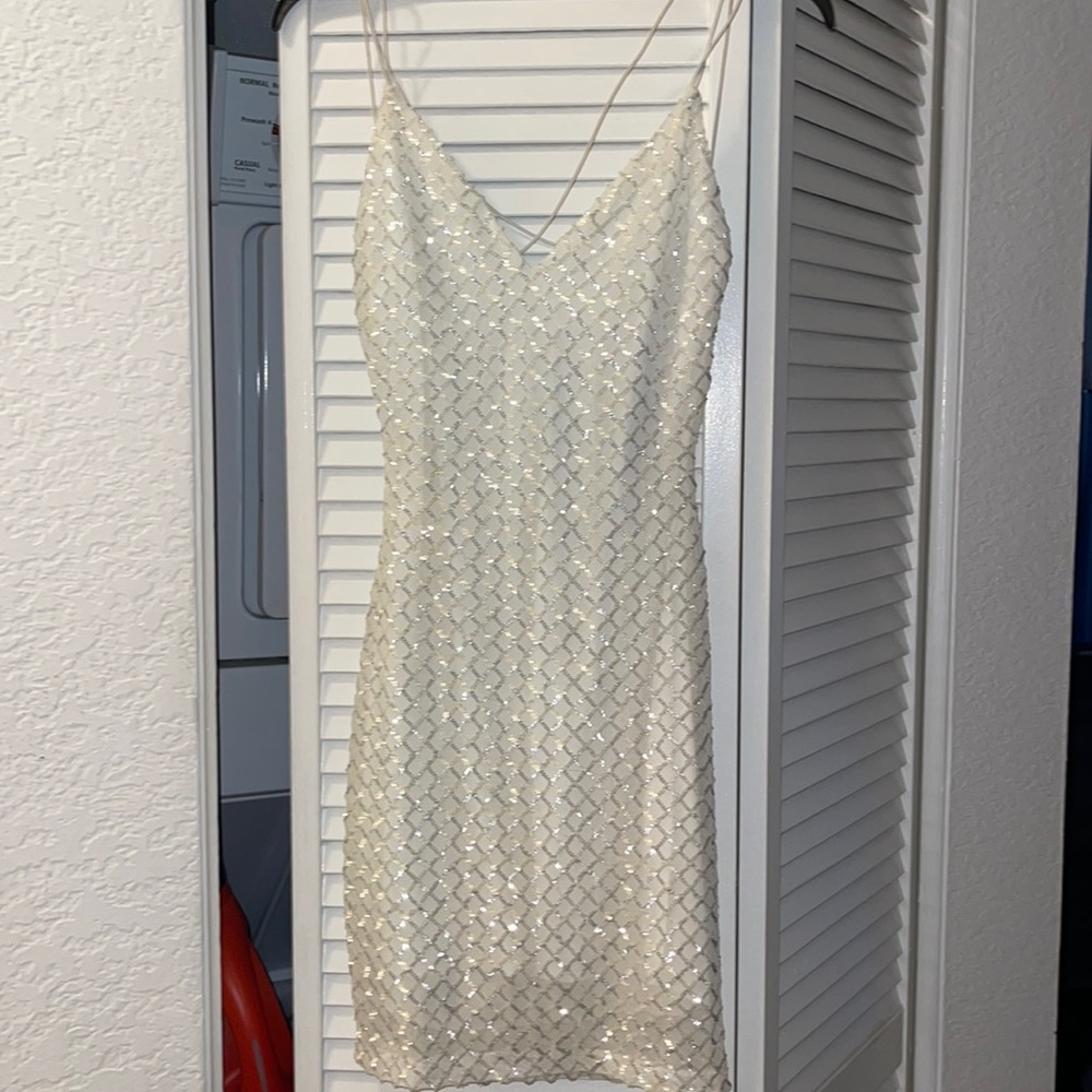 White sparkly mini dress